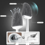 Sellemer Toilet Brush and Holder Set - Flexible Toilet Bowl Brush Head with Silicone Bristles, Compact Size for Storage and Organization, Ventilation Slots Base (1 Pack, Pearl White)
