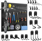 DoCred Slatwall Paneling Organizer, 4x4 FT PVC Garage Slat Wall Storage Systems, Heavy Duty Mounted Slat Peg Board for Tool Organization Ladder Bike Includes 20 PCS Hooks Accessories Kit (Black)