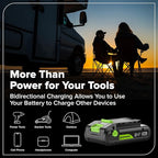 Greenworks 24V Cordless Brushless 400 in-lbs Drill/Driver+1950 in-lbs Impact Driver Combo,High Torque, Lightweight, (2) 2.0Ah USB-C Batteries(12,000mAh Power Bank) and 65W USB-C Fast Charger(3-Port)