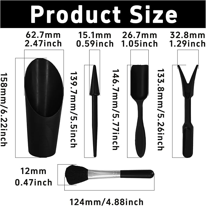 5Pcs Mini Succulent Tools Set, Plastic Garden Hand Tools Kit for Indoor Plant Care, Succulent Bonsai Miniature Garden Tool Set,Small Gardening Tools for Transplanting Digging Planting, Black