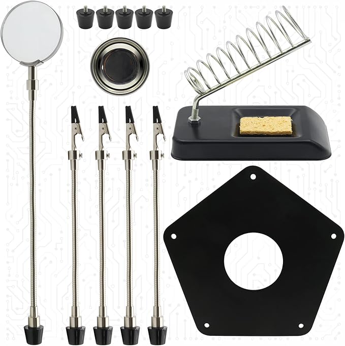 Kaisiking Helping Hand Soldering Third Hand Soldering Tool PCB Holder with Soldering Iron Stand, Metal Base Flexible Metal Arms for Soldering, Electronic Repair