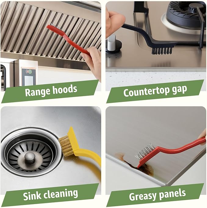 Inmorven 11 Pcs Crevice Cleaning Brush Set, Multi-Purpose Hard Bristle Brushes for Deep Cleaning Kitchen, Bathroom, Grout, Sink, Cup, Teapot, Bottle, Blender, Corners, Tight Spaces