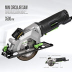 GALAX PRO 4Amp 3500RPM Circular Saw with Laser Guide, Max. Cutting Depth1-11/16"(90°), 1-1/8"(45°）Compact Saw with 4-1/2" 24T TCT Blade, Vacuum Adapter, Blade Wrench, and Rip Guide