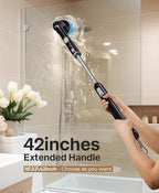 LyriFine Electric Spin Scrubber, New Full-Body IPX7 Waterproof Bathroom Cleaner Brush, Shower Scrubber with Long Handle & 2 Speed, Heads Replacement, Cleaning Supplies for Tub Shower Tile Floor