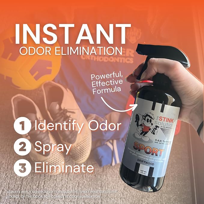 The Stink Solution Unscented, Sport, & Hockey Odor Eliminator Spray | Sports & Hockey Gear Deodorizer for Gloves, Cleats, Equipment, Shoes 3 4 oz Bottles in Unscented, Driftwood, & Coconut Lime Scents