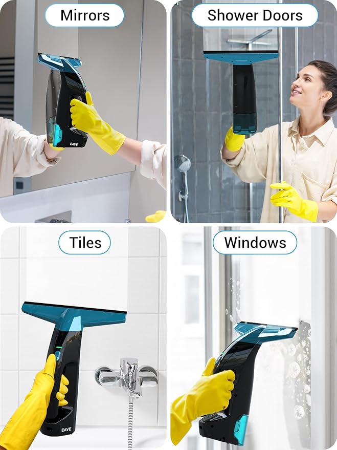 Rechargeable Window Vac, Electric Window Vacuum Squeegee, with 11 in. Squeegee Blade & 200ml Water Tank, Cordless Window Vacuum Cleaner Set for Cleaning Windows, Shower Doors, Mirrors, Tiles