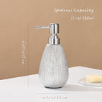 Brushed Silver Ceramic Soap Dispenser, 11 oz Textured Hand or Dish Soap Dispenser with Silver Plastic Pump for Bathroom or Kitchen Countertop