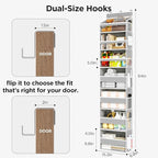 Over The Door Organizer, 7 Tier Door Hanging Organizers with 7 Large Pockets 12 Side Pockets, Behind Door Storage Hanging Shelves for Closet Bathroom Bedroom Nursery