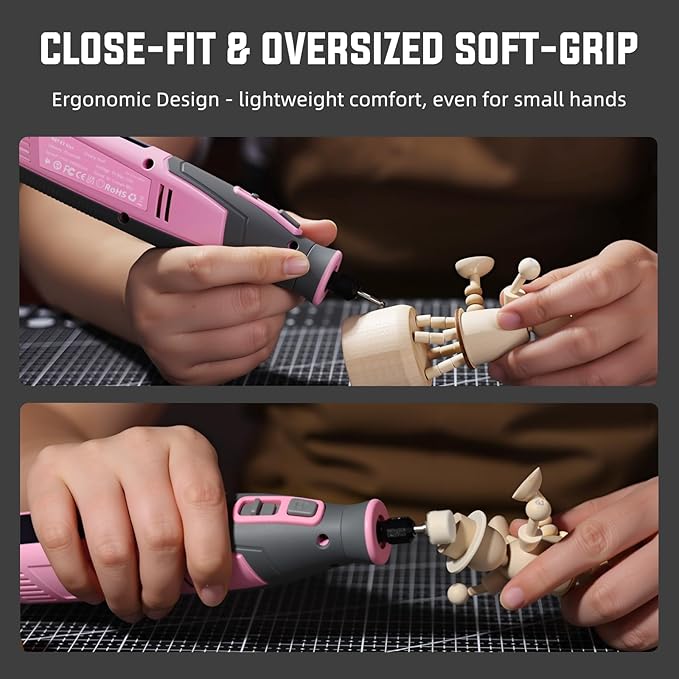 Katerk Cordless Rotary Tool, 4000mAh Battery, 6-Speed, 28000RPM, Rotary Tool Kit with 70 Accessories Light duty Engraving Pen for Sanding, Polishing, Drilling, Etching, Grinding, Wood Carving