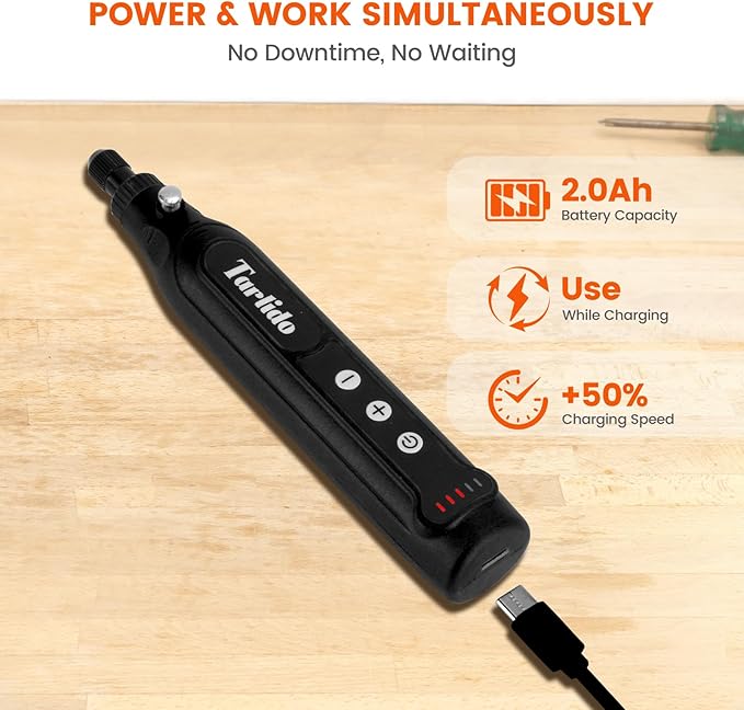Rotary Tool Kit, Cordless Rotary Tool, Continuous Use While Charging, Low Vibration, 2.0Ah Capacity, 5-Speed Upto 18000RPM, with 31 Pcs Accessories, Ideal for Beginners and Artisans, Black