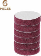 HARFINGTON 6pcs Scrubber Scouring Pads 400 Grits 2 Inch Drill Power Brush Hoop and Loop Surface Conditioning Disc Drill Scuffing Disc Scrub Pads for Home Kitchen Cleaning, Red