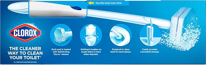 CLOROX Original Cleaning System, ToiletWand, Storage Caddy, 6 Refill Heads, (Package May Vary)