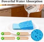 6 Pcs Kitchen Sponges for Dishes Cleaning, Non Scratch for Non Stick Cookware, Compressed Natural Cellulose Sponges, Dish Washing Scrubbers, Scrubbing Pads for Household, Bathroom (Blue)