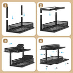 2-Pack 18.5 IN Depth Under Sink Organizer With Next-Gen Ball-Bearing Slides,Sophisticated Mesh 2-Tier Pull Out Shelf for Kitchen & Bathroom,Fits Small Items-Black