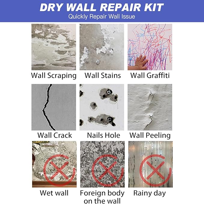 SEISSO Drywall Repair Kit, 500 g Wall Mending Agent- 2 Pack, Wall Spackle Repair Kit with Scraper, Patch for Wall Hole Filler, White Spackle Wall Repair Paste, Plaster Dent