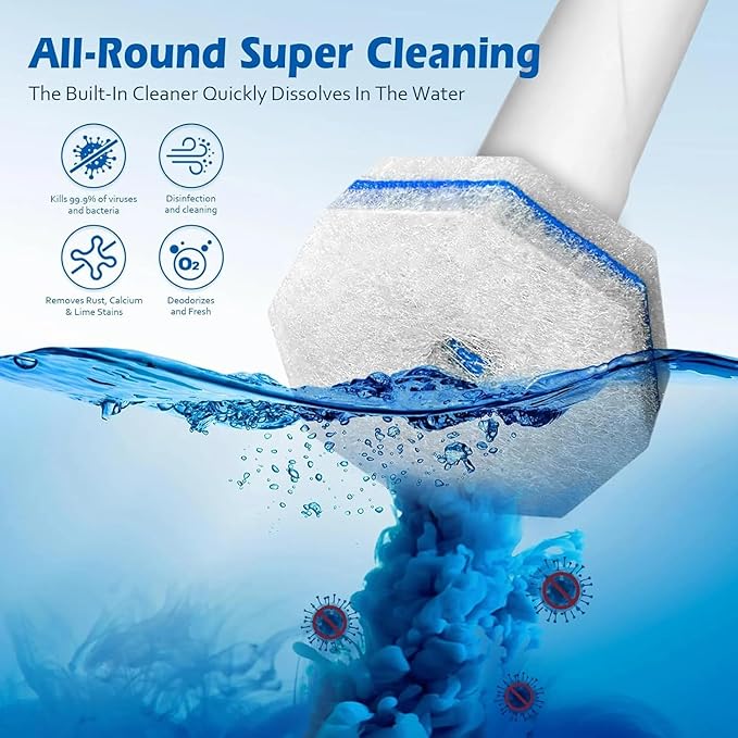 Disposable Toilet Wand Refill Compatible with Clorox, 50 Count Disposable Heads for Deep Cleaning