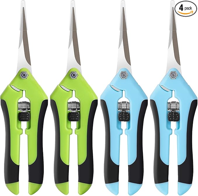 BEoffer 4 Pack Pruning Shears, 6.5 Inch Garden Scissors Gardening Hand Pruning Snips with Straight Stainless Steel Precision Blades for Gardening Flower Plant Precise Trimming and Pruning Maintenance