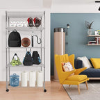 YSSOA Heavy Duty 5-Shelf Storage Shelves, 1750Lb Loading Capacity, 35.43" W x 17.72" D x 70.87" H Adjustable Shelving Unit with Wheels, Chrome, 2 Pack