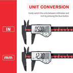 Digital Caliper, 0-6" Electronic Caliper Auto - Off Feature with Large LCD Screen Vernier Caliper Conversion Measuring Tool for Length Depth Inner Outer Diameter Measuring