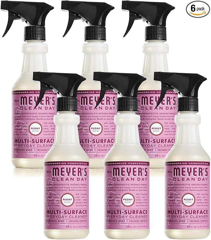 MRS. MEYER'S CLEAN DAY All-Purpose Cleaner Spray, Peony, 16 fl. oz - Pack of 6