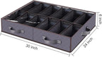 Under Bed Shoe Storage Organizer, Set of 2, Sturdy Structure, Adjustable Dividers, Reinforced Handle, Sturdy Zipper, Underbed Storage Solution with Clear Window, Breathable, Gray