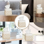 Zahari Home 2pc Seraphina Bathroom Set Waste Basket & Tissue Cover Modern Classic Decor Stylish Unique Design Beautiful White Bathroom Accessories Set