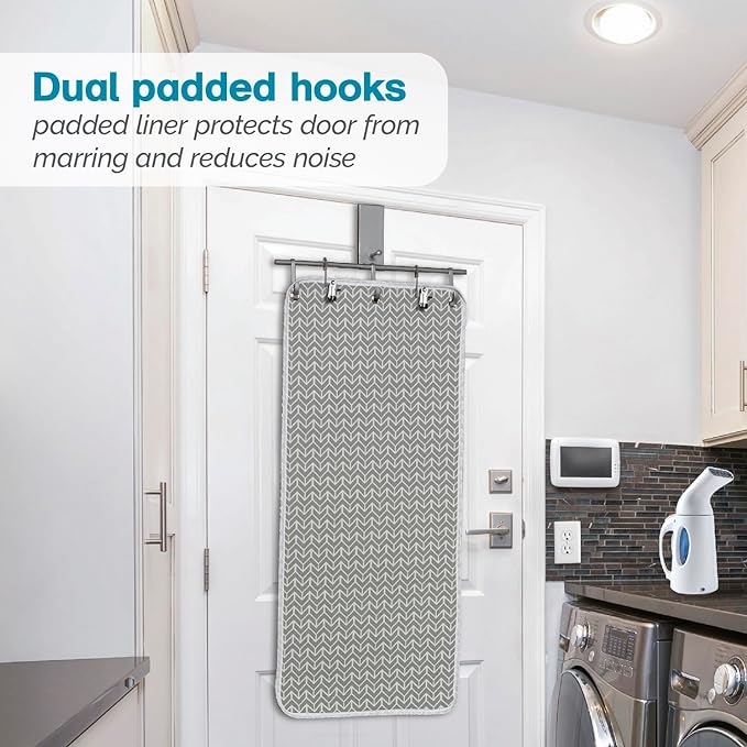 Polder Over-the-Door Steaming Station, Clothes Steamer Station, 100% Cotton Cover with Water Protection Layer, Portable Garment Steamer Pad, Ideal for Home and Travel, 38" x 19"