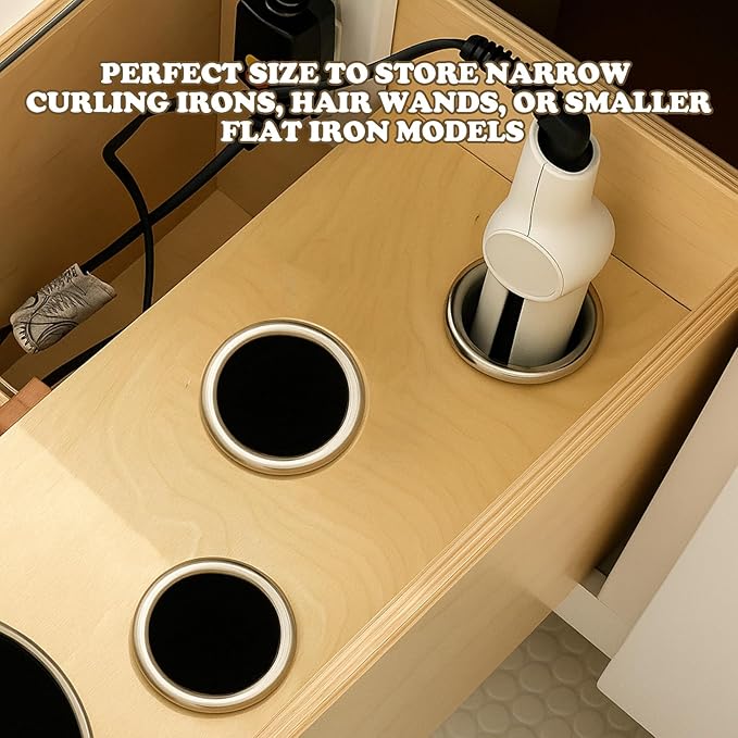 2 Pcs 2" Canister Hair Dryer Holder Hot Curling Iron Appliance Tube Stainless Steel Hair Curling Hot Dryer Holder Salon Station Organizer Tube and Comb Accessories for Salon Bathroom