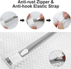 Honeycomb Lingerie Bags with Hanging Loop- 2Pack MDSXO Mesh Laundry Bags for Washing Delicates, White Wash Bags for Lingerie, Baby Clothes [1Medium+ 1Large]