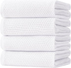 Homaxy 100% Cotton Oversized Waffle Weave Kitchen Dish Towels, Ultra Soft Absorbent Quick Drying Cleaning Towel, 20 x 28 Inches, 4-Pack, White