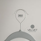 Utopia Home Velvet Hangers 20 Pack – Luxury Non-Slip Slim Pant & Coat Hangers, Strong Space-Saving Clothes Hangers with Pants Bar and 360° Swivel Hook – Grey