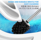 SUS304 Stainless Steel Toilet Brush and Holder Toilet Brush and Cases Bathroom Bowl Cleaning Brush Double Layer Holder Long Brush Handle High Density Bristles Silver