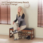 Shoe Rack Bench with Storage - Entryway Bench 40inch 2-Tier Shoe Bench with PU Cushion, Solid Wood Legs Flip Top Entryway Organizer Space Saving