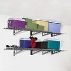 FLEXIMOUNTS 12-inch-by-72-inch Wall Shelf Garage Storage Rack Wall Mounted Floating Shelves,1x6ft ,Black, 2-Pack