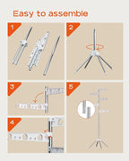 Clothes Drying Rack Foldable, 70.9 inch Tripod Drying Rack for 35 Pieces of Clothes, with Height-Adjustable Rotatable Clothes Rails, Space Saving, Stainless Steel, White and Silver CDR005W01