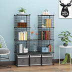 C&AHOME Wire Cube Storage, 12-Cube Storage Organizer Metal, C Grids Storage Bins Shelving, Modular Bookshelf Shelf, Closet Cabinet Ideal for Bedroom, Office 36.6”L x 12.4”W 48.4”H Black