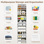 Over The Door Organizer, 7 Tier Door Hanging Organizers with 7 Large Pockets 12 Side Pockets, Behind Door Storage Hanging Shelves for Closet Bathroom Bedroom Nursery