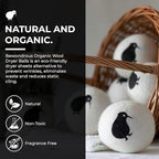 Wool Dryer Balls XL, 100% New Zealand Organic Wool - Reusable Natural Fabric Softener for Laundry, Dryer Sheets Alternative - Prevent Wrinkles and Anti Static (Black, 6-Pack)