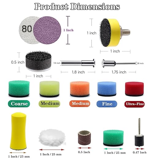 334 PCS 1 Inch Wet Dry Sanding Discs, 60 80 120 180 240 320 400 600 800 1000 1500 2000 3000 5000 10000 Grit Aluminum Oxide Hook and Loop Sandpaper for Rotary Tools with Backing Pad Accessories Kit