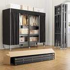 Heavy Duty Portable Closet with Cover Foldable Covered Clothes Rack for Hanging Clothes Armoire Wardrobe Closet System Freestanding Coat Storage Garment Racks (125cm/49.2in(Coffee))
