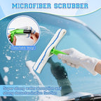 Alisanda Recyclable Silicone Window Squeegee Kit, Window Cleaning Kit, Multifunctional Window Squeegee, Glass Cleaning Tools with Silicone Squeegee & Microfiber Scrubber (Green)