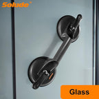 SOLUDE 2 Pack Heavy Duty Vacuum Handle Suction Cups for Lifting Large Glass/Window/Tiles/Mirror/Granite/Floor Gap Fixer/Windshield Removal & Install Tool, Black