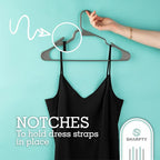 Sharpty Plastic Hangers Clothes Hangers for Clothing, Closet, Coats & Shirts - Notched, Durable, Thick, Tough & Space Saving - for Everyday Standard Use, Room Essentials & Basics - 50 Pack - Grey