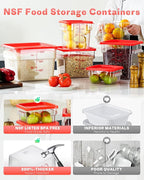 8QT NSF Food Storage Containers: 6PCS[Food Grade][Hot&Cold Resistant] Clear Food Storage Containers with Scales Handles for Home Restaurant Kitchen Storage Pizza Proof Dough, BPA Free (N3)