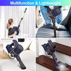 N7S Cordless Vacuum Cleaner, 6-in-1 Multifunction Cordless Vacuum, 210W Powerful Vacuum Cleaner, 6 Cell 2200mAh Stick Vacuum Cordless Rechargeable for Home (Deep-Blue)