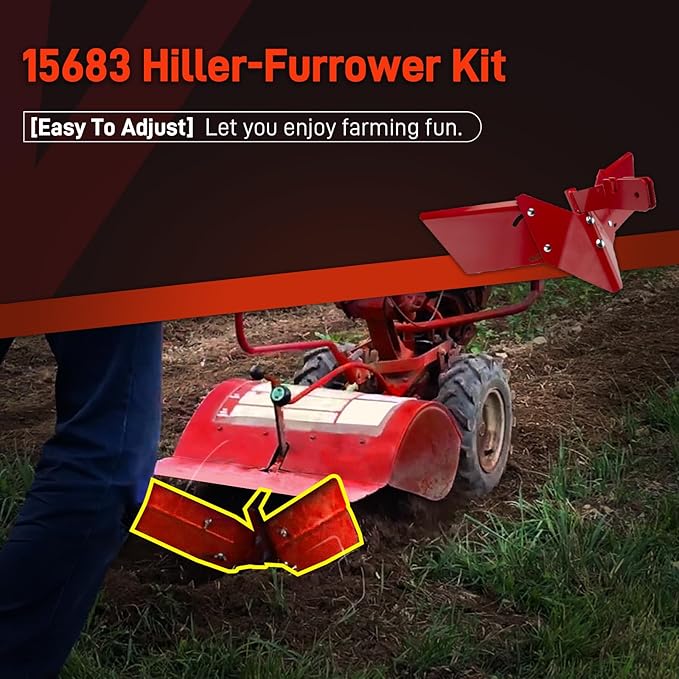 15683 Hiller-Furrower Kit Rear Tine Rototillers Fit for Large and Small Areas of Land Cultivation, Adjustable Wings, Three Kinds of Connection - Including Installation Accessories