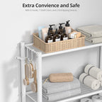 Over The Toilet Storage Organizer - 7 Tiers Space Saving Bathroom Shelves, Adjustable Above Toilet Shelf Rack, Metal Organizer Shelf Over Toilet for Bathroom Storage and Organization, White