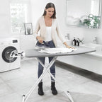 Xabitat Full Size Ironing Board 57" X 15" with Wall Mount Hanger, Full Metal Construction Iron Board, Built in Iron Caddy, Heat & Scorch Resistant Fabric, Cord Holder, Anti-Skid Feet, Heavy Duty