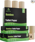 Eco Toilet Paper, 12 Rolls, 3-Ply, 300 Sheets, 100% Unbleached Bamboo, Chemical-Free, PFAS-Free, Vegan, Plastic-Free, Plant-Based Tissue, FSC Certified, Gentle, Strong & Sustainable