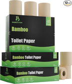 Eco Toilet Paper, 12 Rolls, 3-Ply, 300 Sheets, 100% Unbleached Bamboo, Chemical-Free, PFAS-Free, Vegan, Plastic-Free, Plant-Based Tissue, FSC Certified, Gentle, Strong & Sustainable